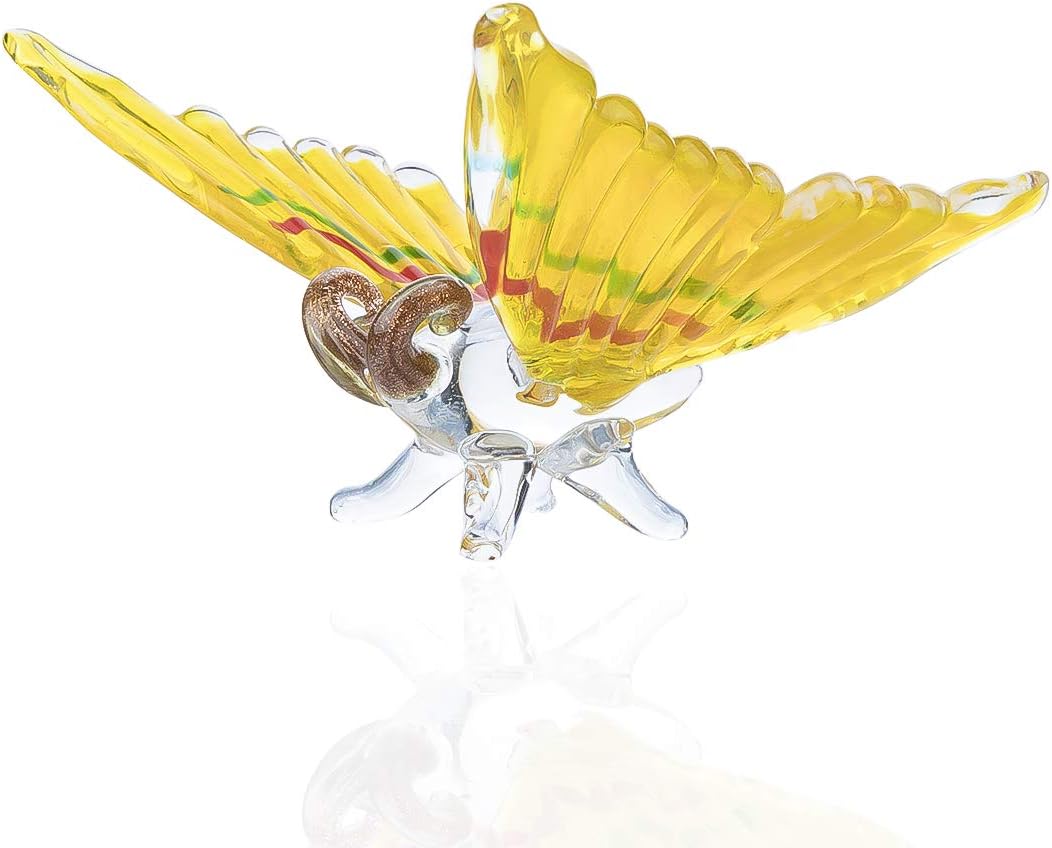 crystalsuncatcher Blown Glass Figurine Art Yellow Hanging Butterfly Ornament