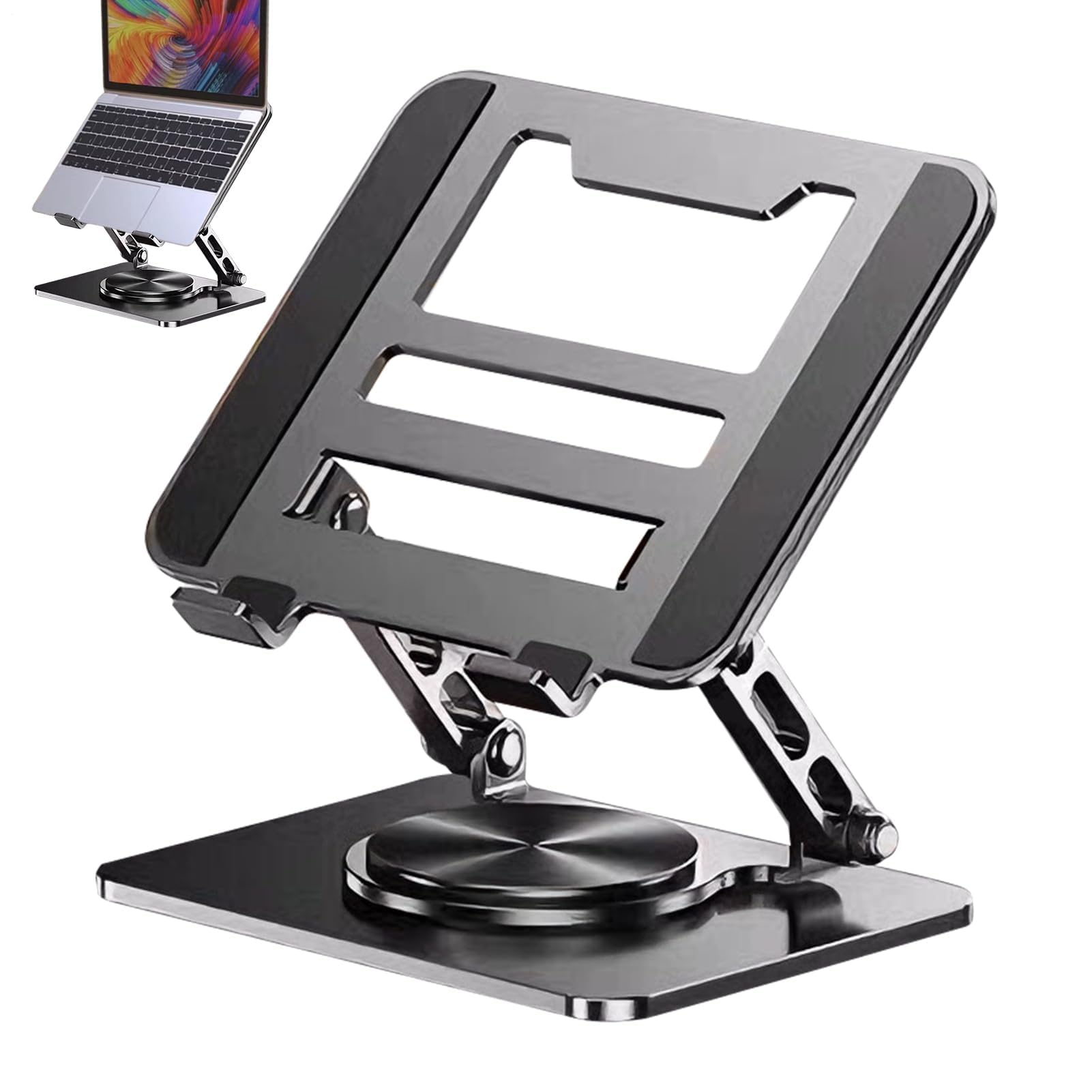 Soporte elevador para laptop, disipación de calor con base giratoria de 360°, soporte ergonómico para laptop, para mesa, universidad, oficina, hogar, trabajo, hombres y mujeres