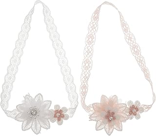 Totority 2 Pçs Arcos De Faixa De Renda Para Bebê Meninas Faixa De Cabelo Elástica Infantil Faixa De Cabeça De Bebê Flor Acessório De Cabelo De Menina Flor Faixa De Cabeça De Flor Faixa De