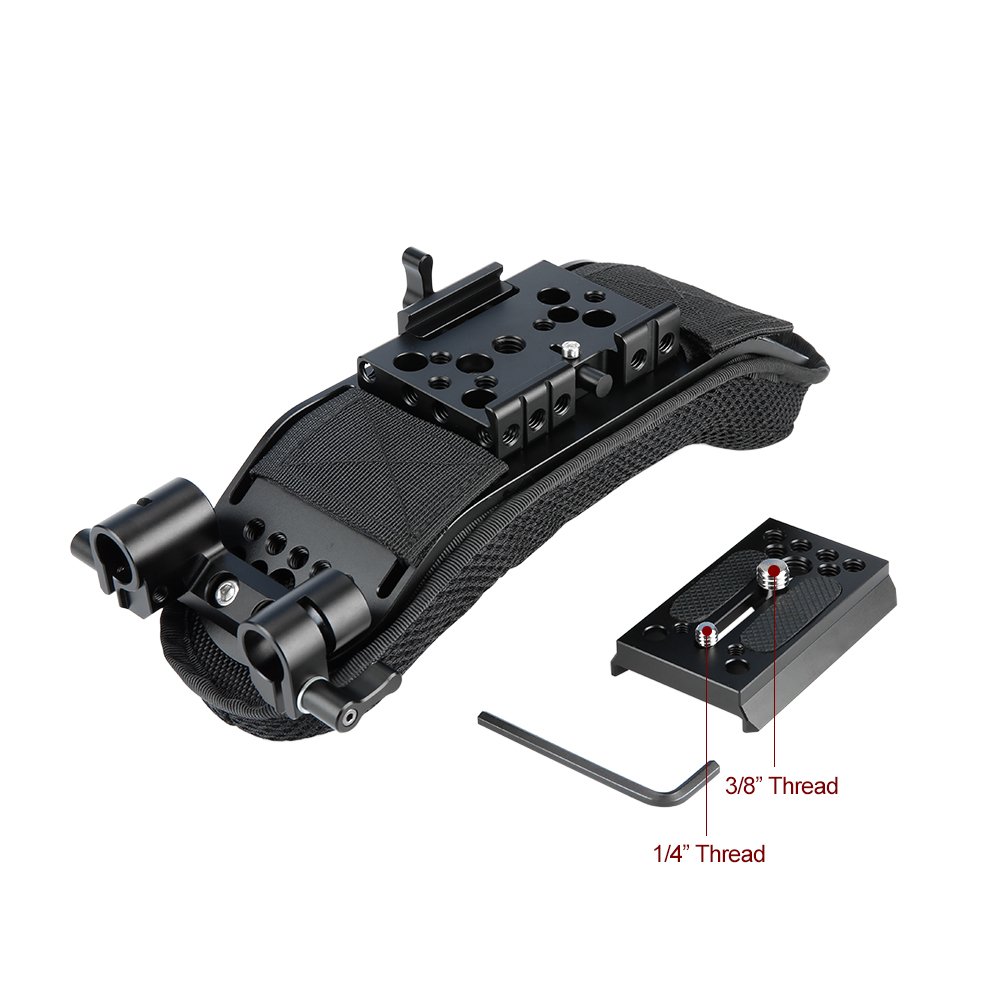 NICEYRIG Épaulière 15 mm avec Dégagement Rapide Plaque de Base 15 mm Rod Clamp pour Vidéo Caméscope Caméra DV/DC Système de Support DSLR Rig