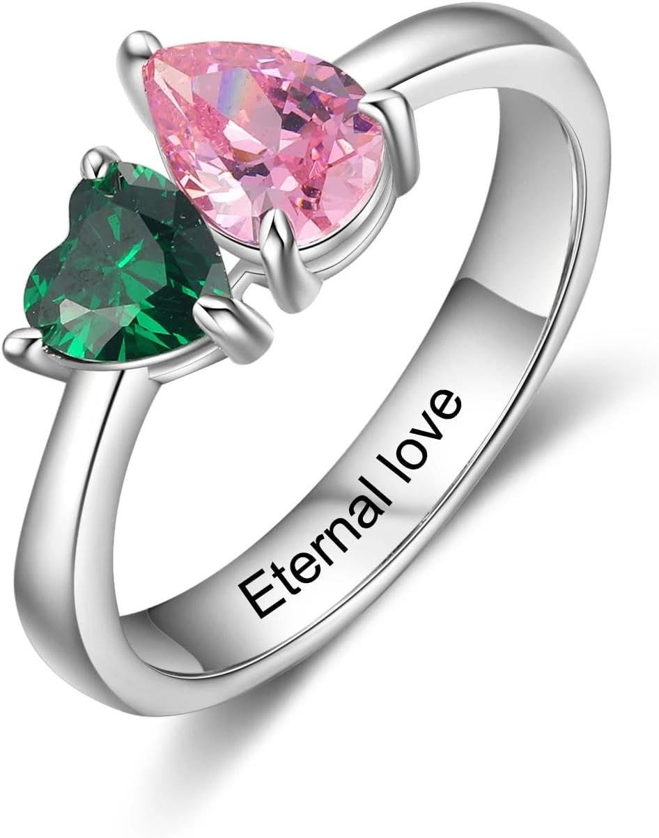 Christmas Mothers Day Gifts 10K 14K 18K Gold Personalized Mothers Ring Customized Gold Name Ring with 2-4 Birthstones Family Jewelry Gifts For Mom Grandma Wife