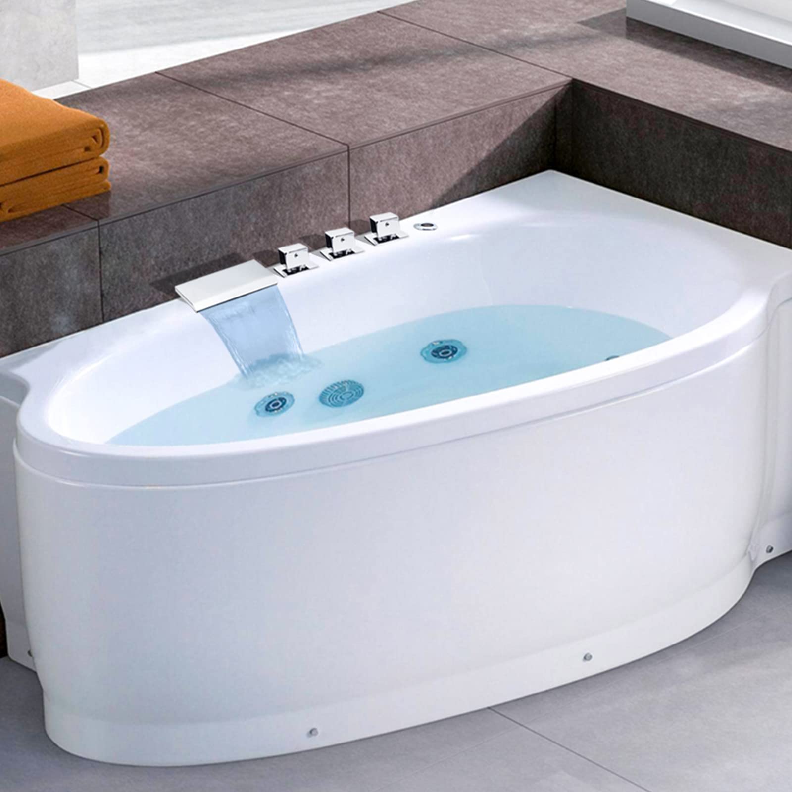 Rubinetto quadrato per vasca da bagno in ottone, valvola di controllo, miscelatore per doccia, deviatore a cascata, per soffione doccia e vasca da massaggio, cartuccia in ceramica, tripla maniglia