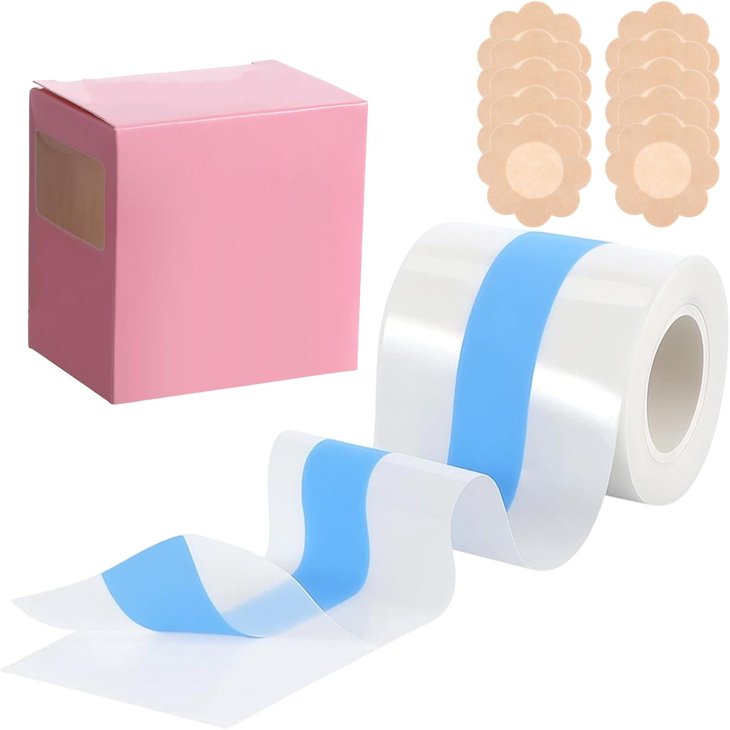 Transparent Breathable Boob Lift Tape, Soft Breast Tape, Invisible Breast Lift Tapes with 10Pcs Nipple Covers,Clear Boobtape
