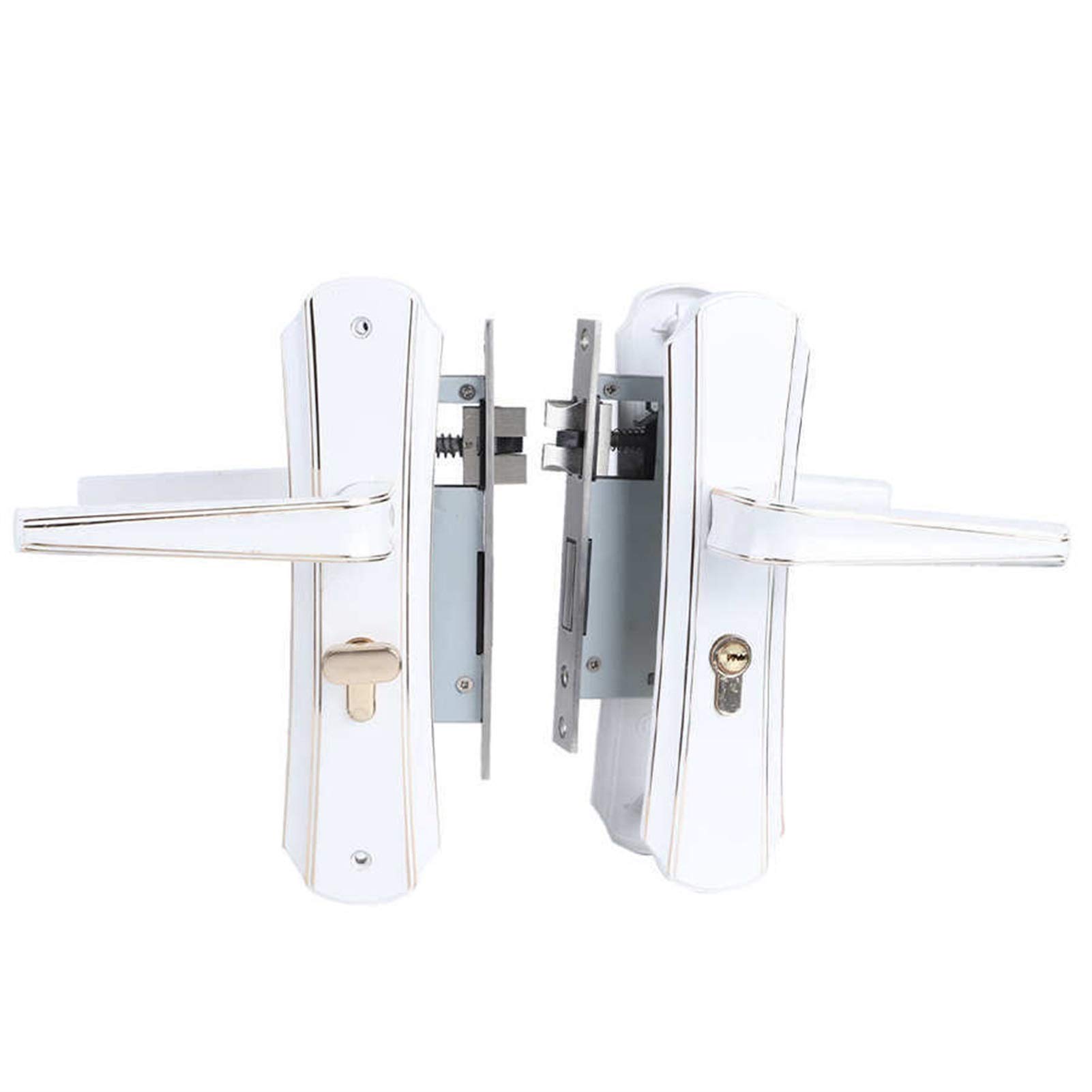 DFHEsdfD Door Handles, Concise Style Zinc Alloy Door Lock Home Security Anti-Theft Bedroom Living Room Mute Set