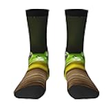 FodPand Two Green Frogs Women's Crew Socks Moisture Wicking Socks Funny Novelty Dress Socks Ankle Socks for Men