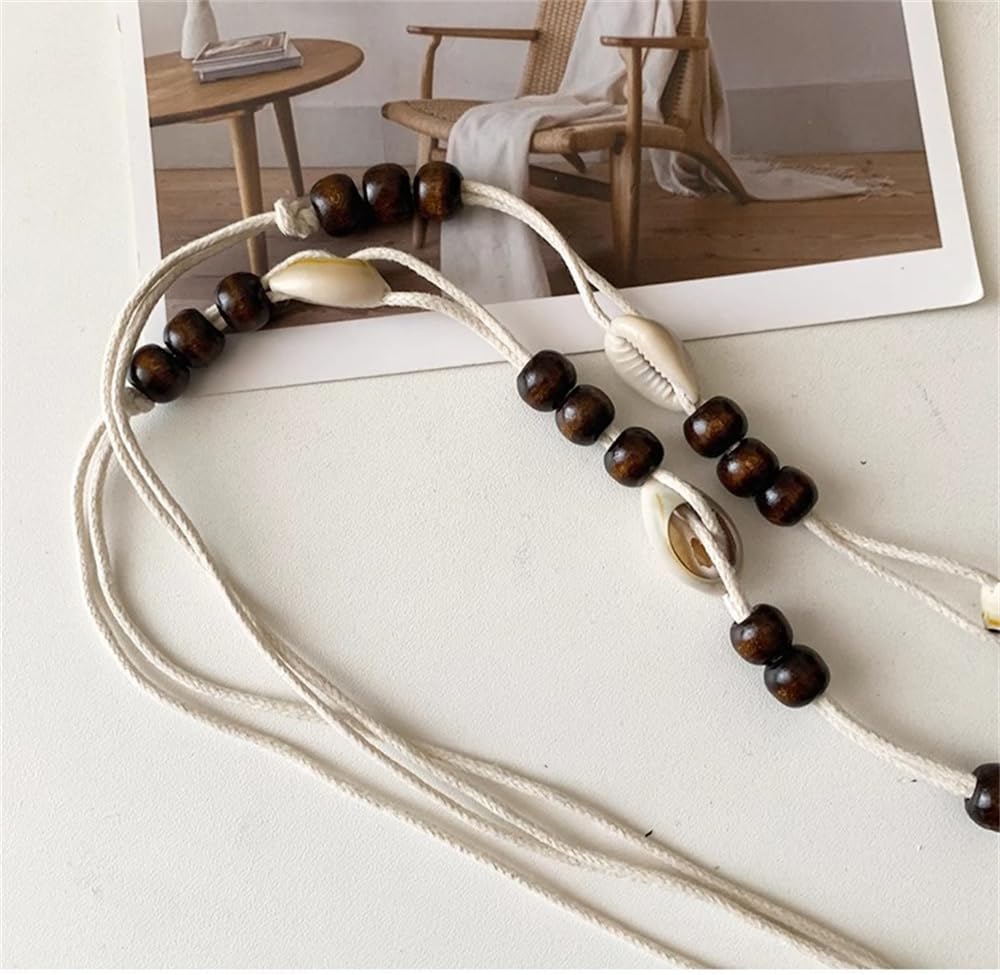 Shell Beaded Waist Chains Belts for Women Vintage Wooden Beads Braided Rope Belly Chain Waist Boho Adjustable Dress Belt Body Chains Dainty Jewelry - Image 5