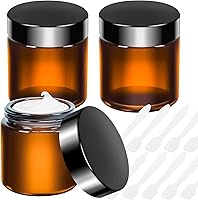 Vista 11 de MotBach 6 Pack de tarros de vidrio ámbar de 1 oz con tapas, tarros pequeños de vidrio de 1 onza con tapas y forros interiores, tarros redondos