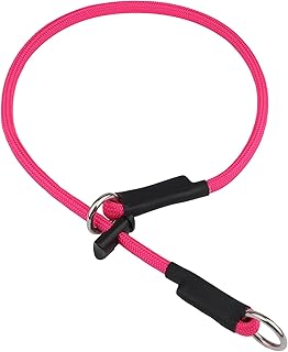 Martingale Dog Collar, 5/16" High-Strength Nylon Rope Slip Collar with Spring-Loaded Adjustable Stopper for