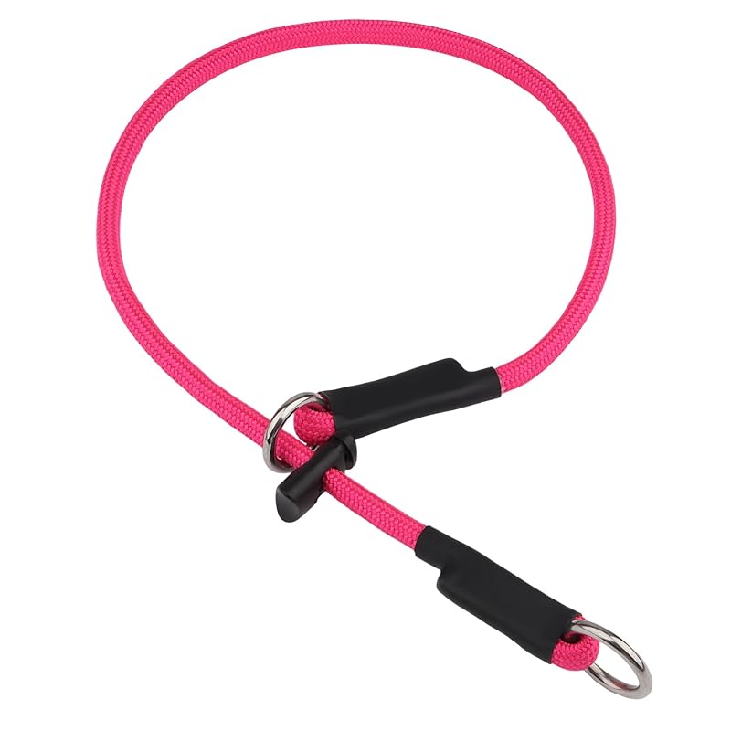 Coleira Martingale para Cães em Corda de Nylon com Stopper Ajustável FURSDOLY Rosa 55,88 cm