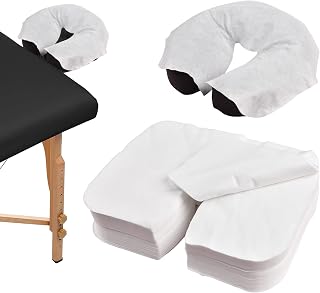 Disposable Face Cradle Covers, Kalolary 300Pcs Ultra Soft Non-Sticking Flat Face rest Cover white Headrest Covers for Massage Tables, Chairs and Spa bed