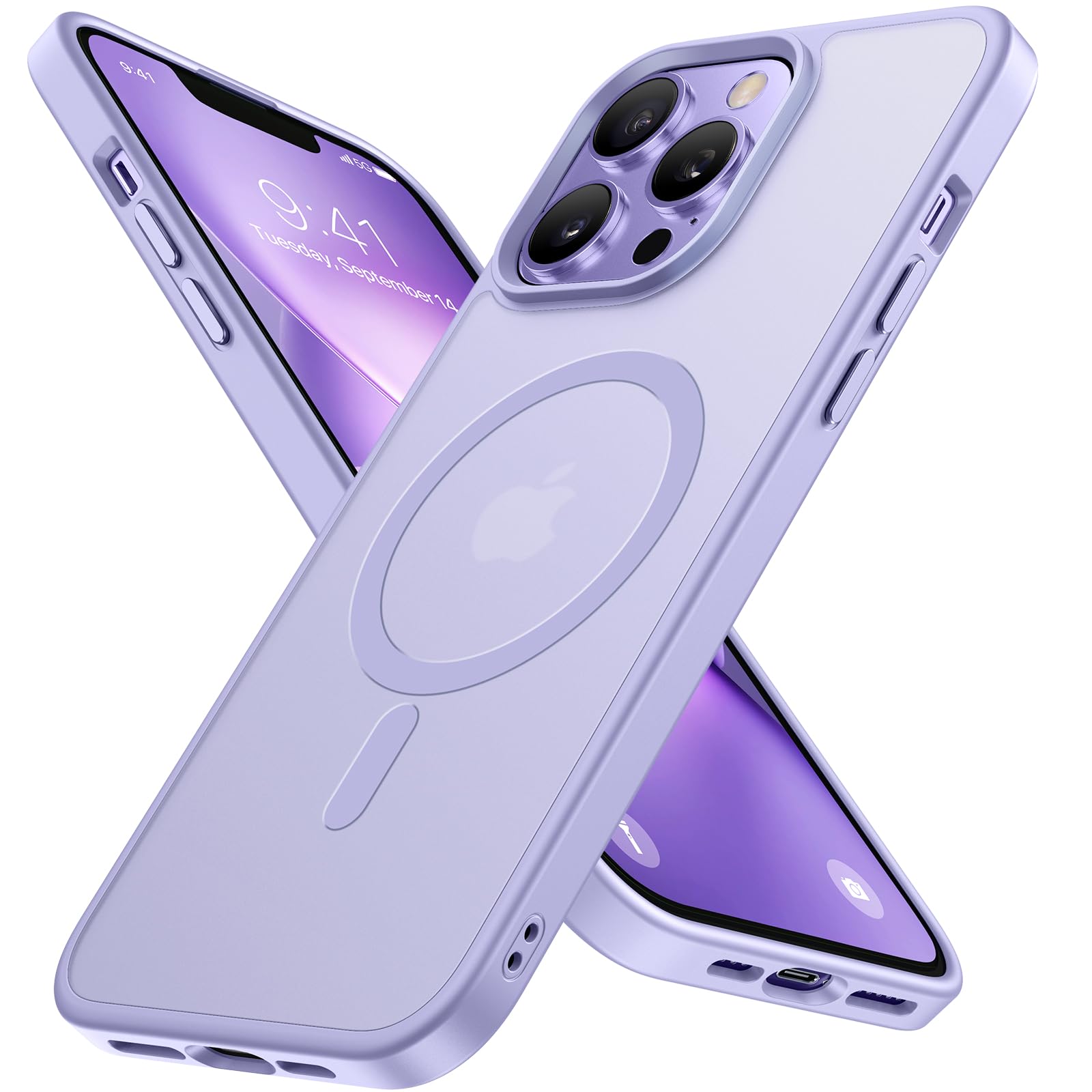 miracase Magnetic for iPhone 12/12 Pro Case (Compatible with MagSafe) Military-Grade Protection, Anti-Fingerprint Translucent Matte Phone Cover for iPhone 12/12 Pro Case 6.1 inch, Light Purple