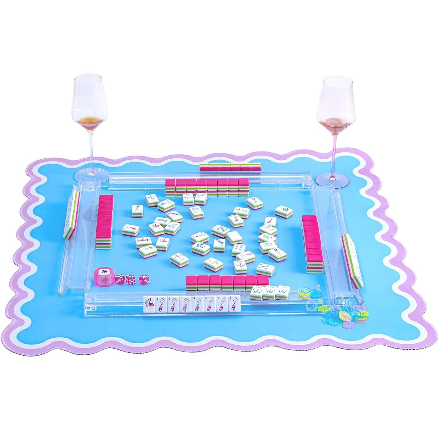 Zestaw płytek mahjong, 4 warstwy 160 akrylowych płytek mahjong Premium American Heritage, przenośna gra podróżna, do gry w mahjong, wieczory gier