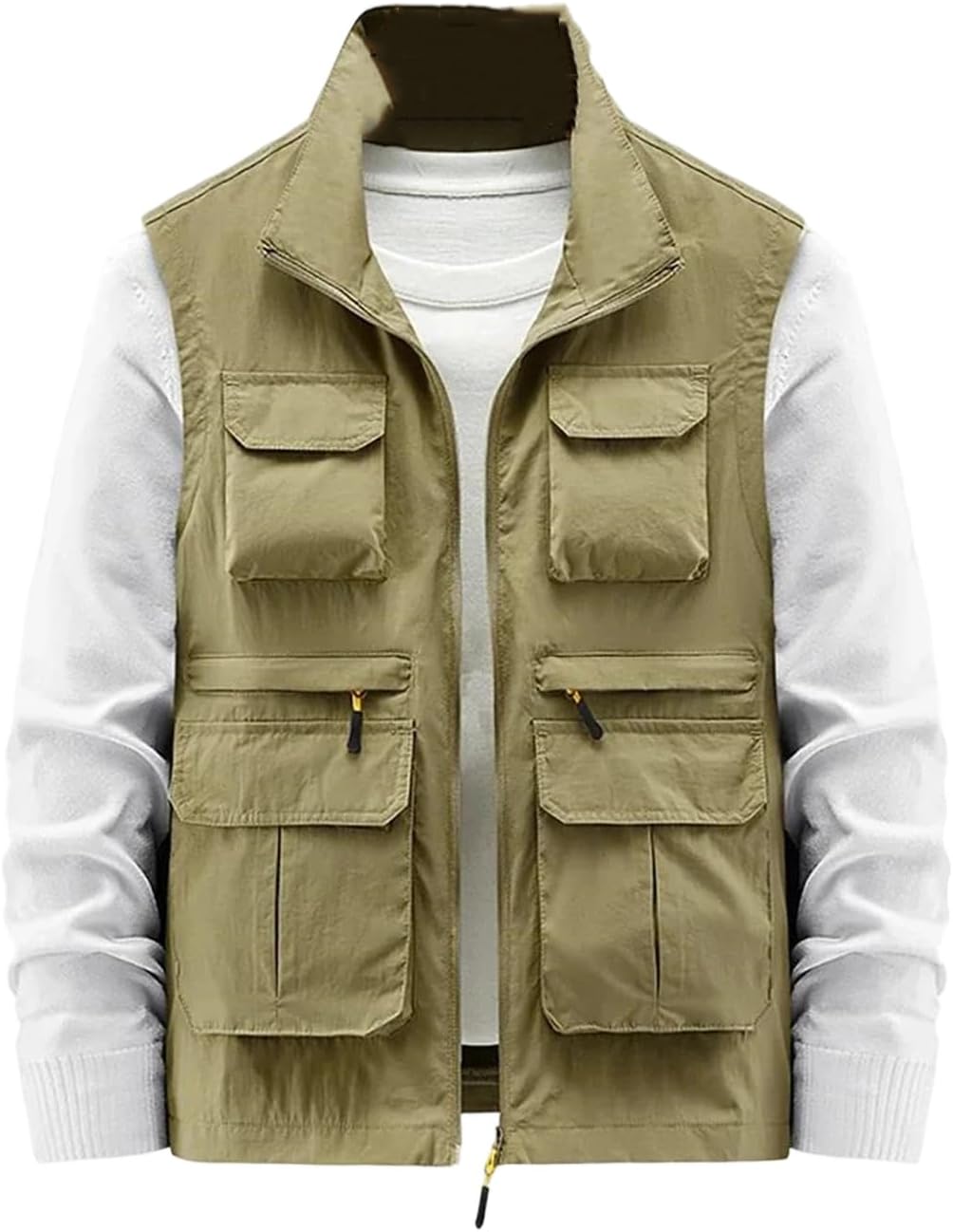 Men’s Outdoor Sports Vest Multi Pocket Military Style Mountaineering Jogging Travel Casual Waistcoat
