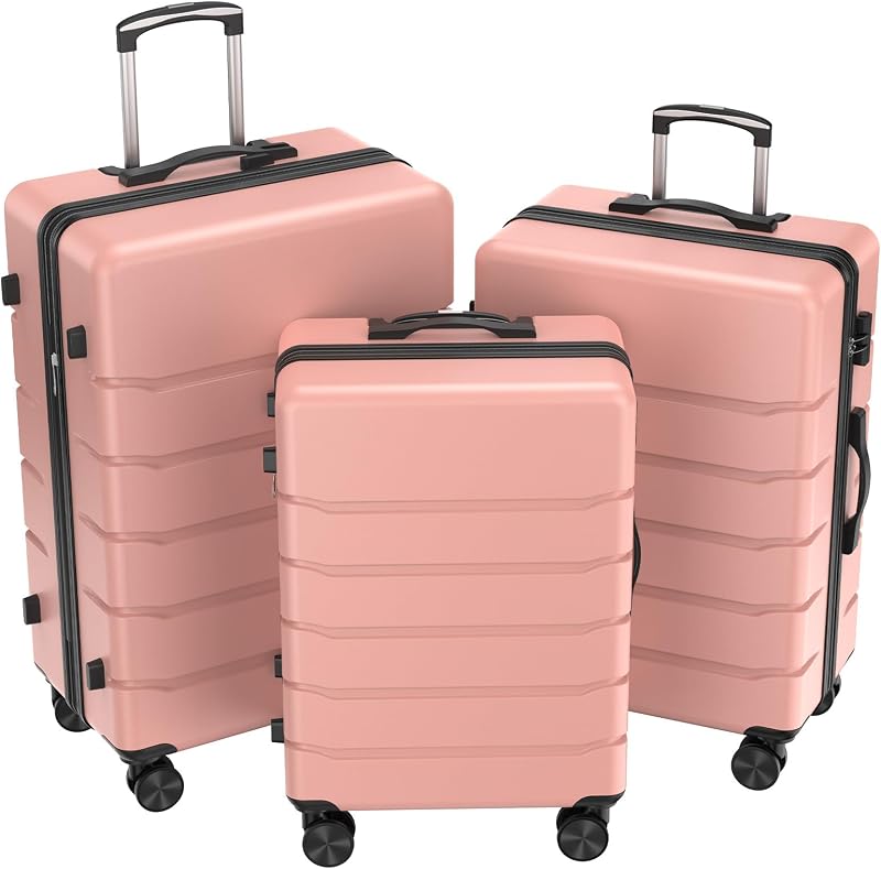 NEWBULIG Juego de equipaje de 3 piezas, valija expandible con ruedas giratorias | Carcasa rígida de ABS, ligera, valija de viaje, cerradura TSA, rodantes, viajes de negocios y vacaciones, 20/24/28 pulgadas, negro