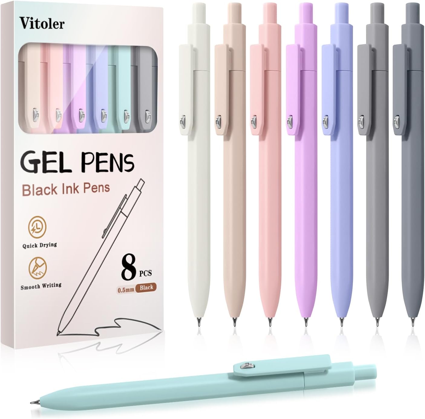 Gel Pens,8pcs Fine Point Smooth Writing Black Ink Retractable Journaling Pens Ballpoint, Quick-Dry Cute Fidget Pens for School Supplies Office Desk Accessories Gel Pens,8pcs Fine Point Smooth Writing Black Ink Retractable Journaling Pens Ballpoint, Quick-Dry Cute Fidget Pens for School Supplies Office Desk Accessories