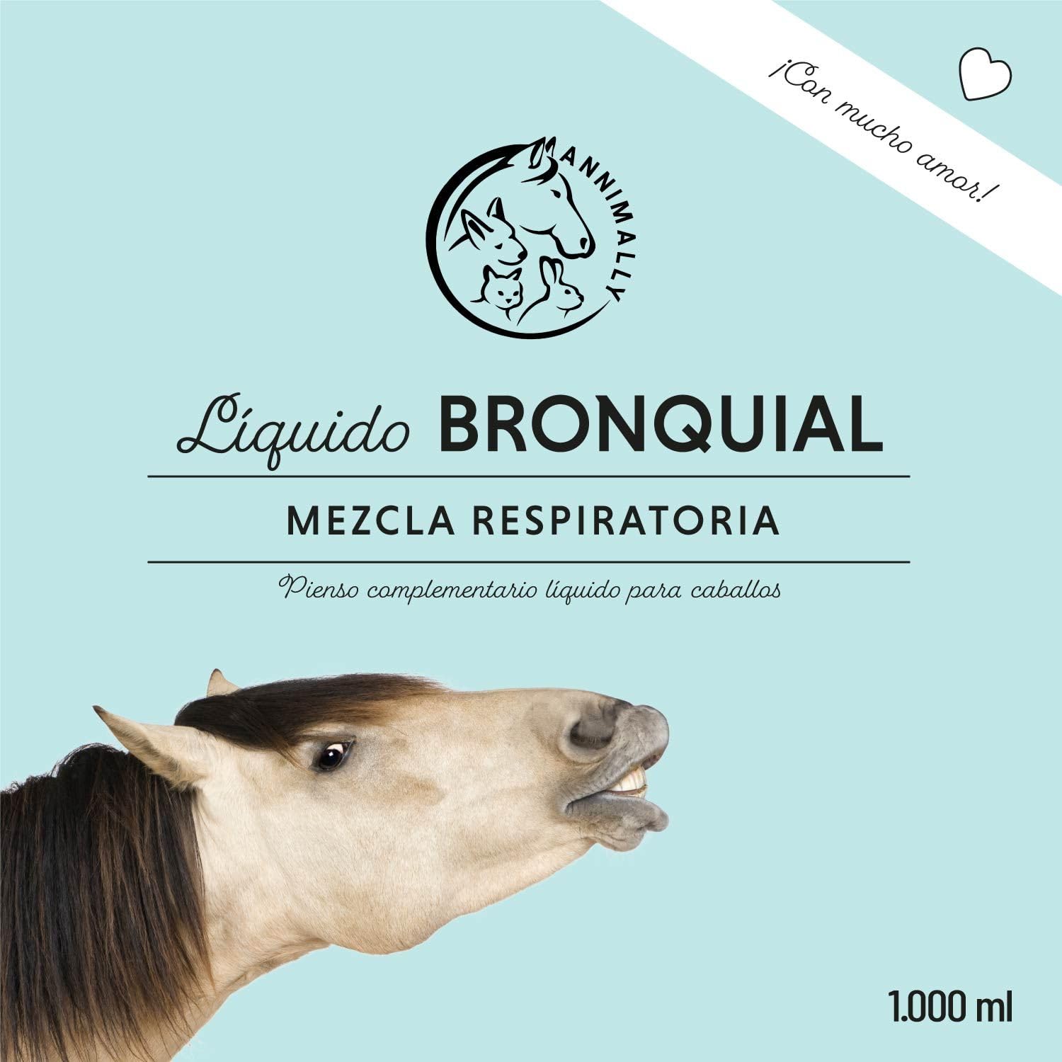 Annimally Jarabe para la Tos para Caballos 1000ml - Jarabe bronquial para Caballos contra la Tos y para calmar Las vías respiratorias - Jarabe para la Garganta - Cosas para Caballos