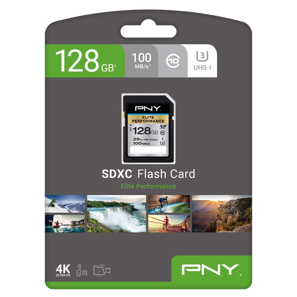 PNY 128GB Elite Performance SDXC 128GB SDXC UHS Clase 10 Memoria Flash - Tarjeta de Memoria (128 GB, SDXC, Clase 10, UHS, 95 MB/s) Negro