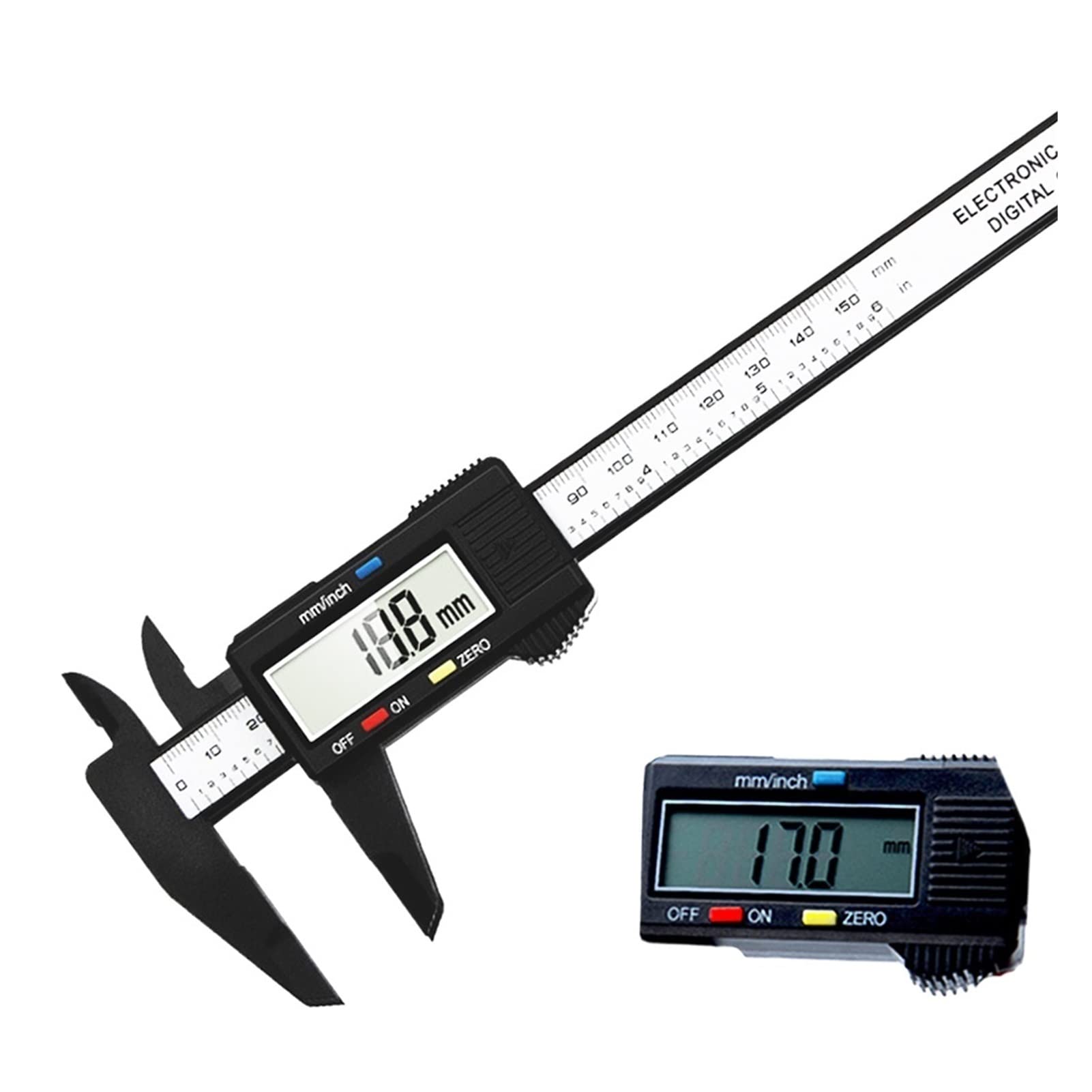 Herramientas de plástico TDigital 0-150 mm 6 Pulgadas LCD electrónico Fibra de Carbono altímetro micrómetro Herramienta de medición
