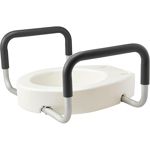 Medline Standard Toilet Seat Riser with Arms, 3.5-Inch Height, 400 lb Weight Capacity - Comfortable & Secure Bathroom Aid for Elderly & Disabled