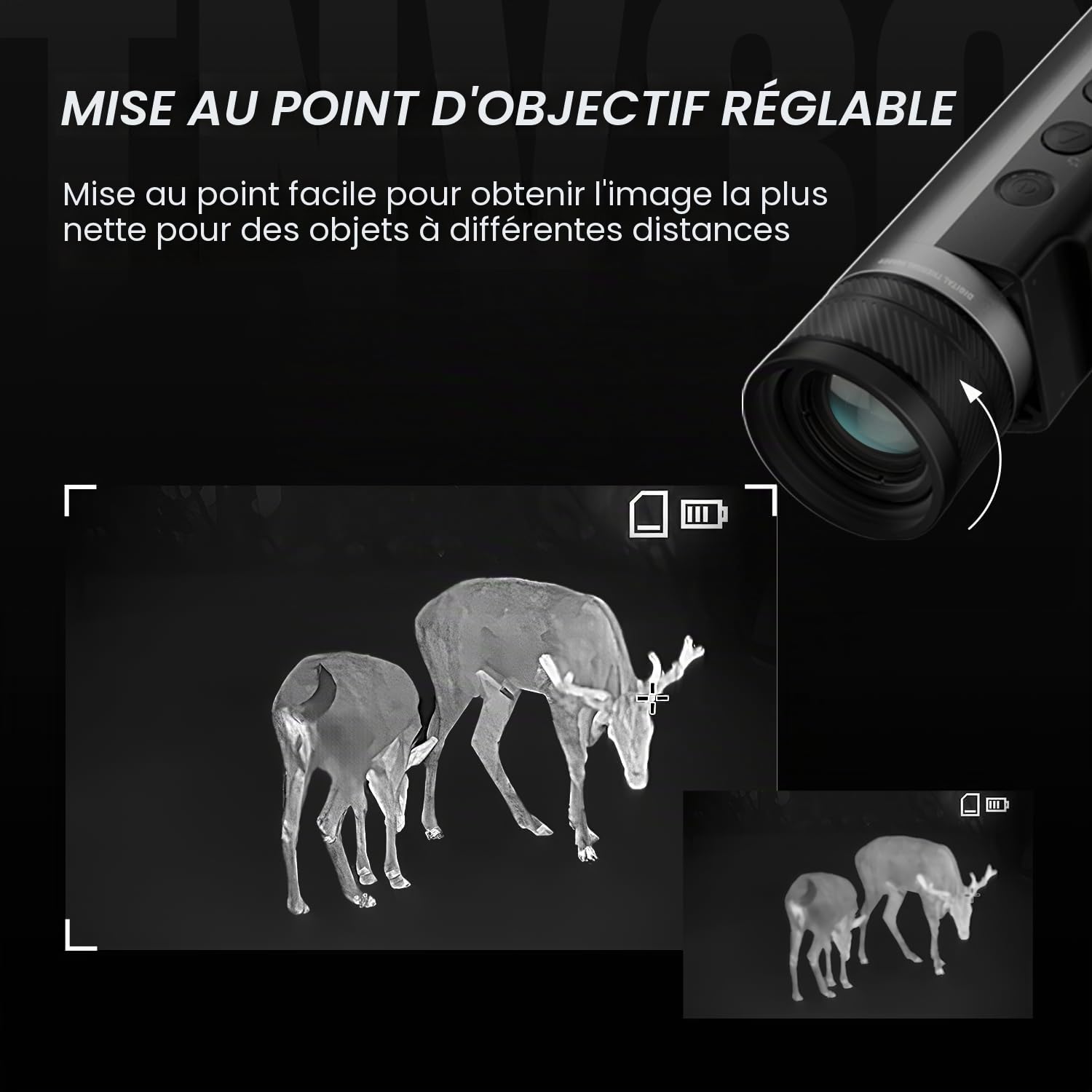 MiLESEEY TNV30 Monoculaire d'imagerie Thermique, 25 mm, 384 x 288 (50 Hz) ; monoculaire de Vision Nocturne Thermique pour la Chasse, écran OLED avec Zoom numérique 8X