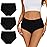 Allbase Incontinence Underwear for Women High Absorbency Period Panties Ladies Leakproof Protective Menstrual Postpartum Bladder Control Washable Cotton Briefs Black Multipack Plus Size