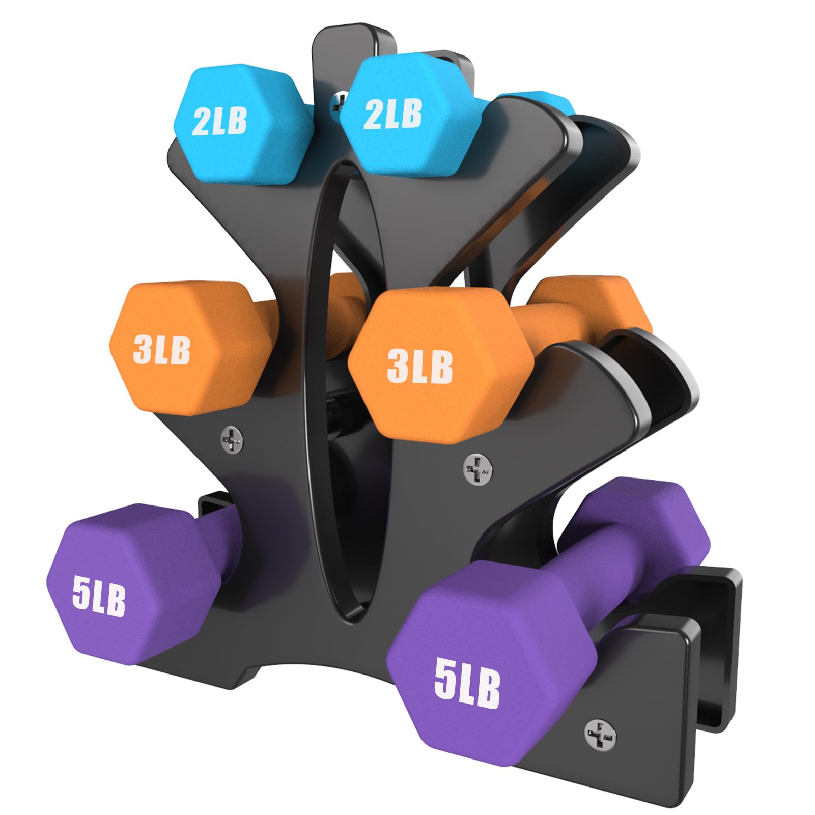 Portzon Weights Dumbbells 10 Colors Options Compatible with Set of 2 Neoprene Dumbbells Set,1-15 LB, Anti-Slip, Anti-roll, Hex Shape