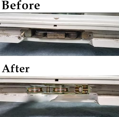 Miniatura 4 de HONSNKS - Conjunto de rodillos en tándem para puerta corredera, paquete de 2 rodillos de puerta corrediza de vidrio de 1-14 pulgadas, rodamiento de