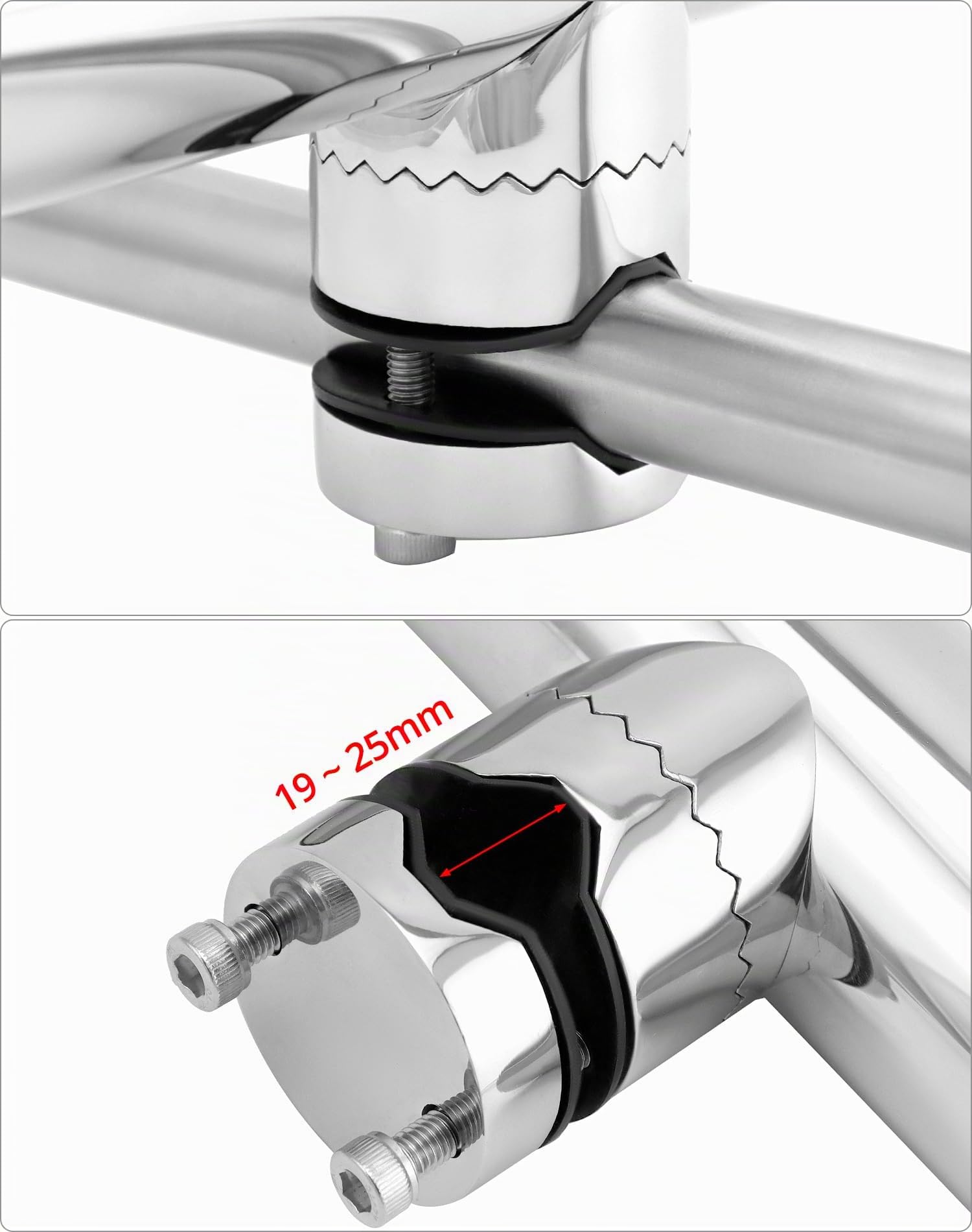 QWORK® 2 Pezzi Portacanne da Pesca - Ruotabili a 360° - Acciaio Inossidabile 304 - Fissaggio su Guide da 19~25 mm - per la Pesca su Barche e Yacht