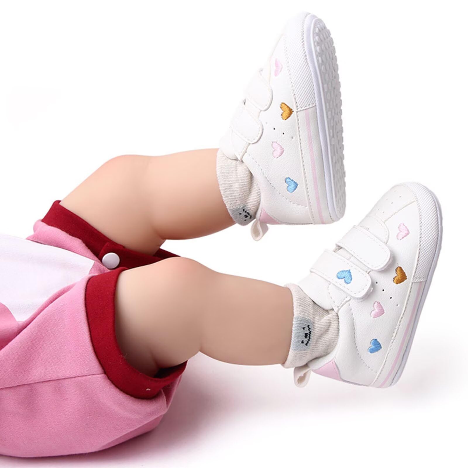 Scarpe Bambina Scarpine Neonato in Morbida Pelle Scarpine Bambino Primi Passi con Suola Antiscivolo Scarpe 0-18 Mesi