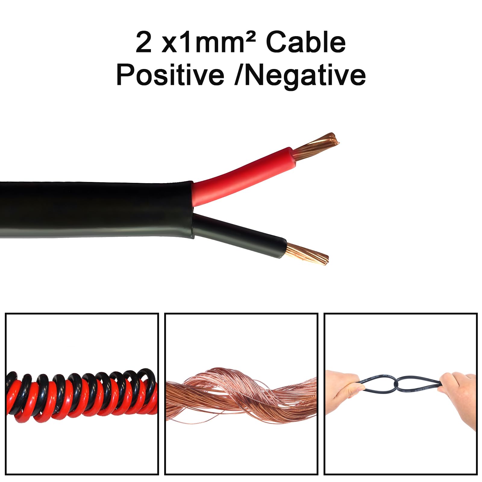 21.0mm Flat Twin 2 Core Automotive Cable 2 Conductor Copper Electrical Wire 12V 24V, Thin Wall Red/Black Automotive Boat Cable 10 Meters - Image 3
