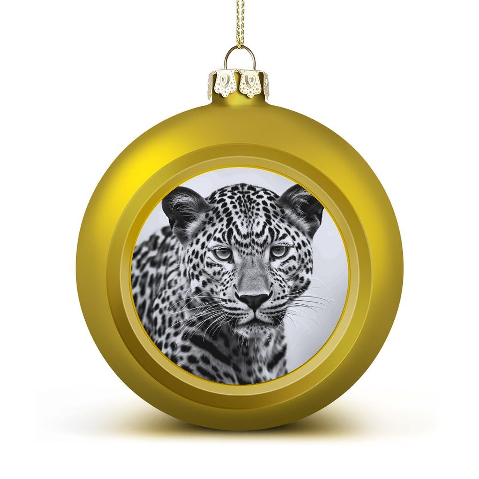 Boule de Noël léopard noir et blanc en plastique incassable pour sapin élégant