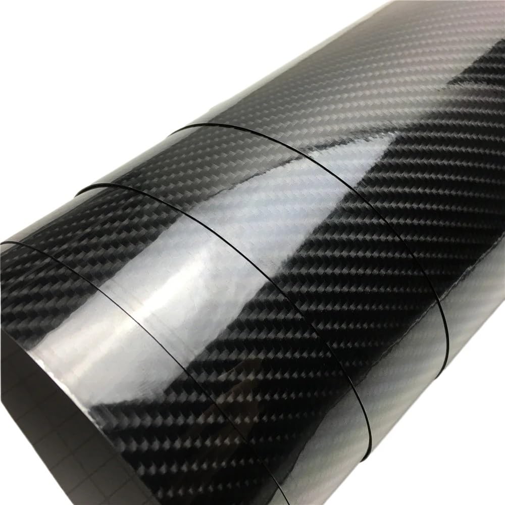 Wrapping Pellicola Pellicola for auto in vinile ultra lucido in fibra di carbonio senza bolle for adesivi for, laptop, cover for telefono, decalcomania for veicoli e moto(Glossy 6D Carbon,152X30 CM)