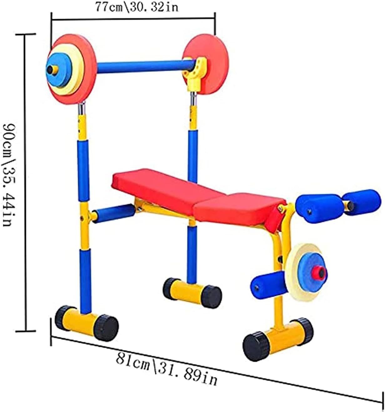 Fun Fitness Dumbbell Set,Adjustable Workout Weight Bench Set, Toy Bench/Leg Press,Kindergarten Sports Equipment