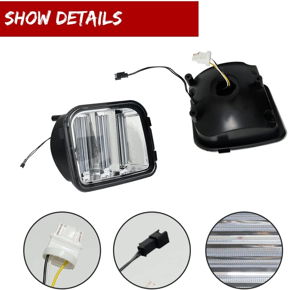 Clear Lens Switchback White/Amber Sequential LED Lamp Compatible with 2006-2010 Hummer H3 H3T Front Bumper Corner Side Marker Parking Turn Signal Lights