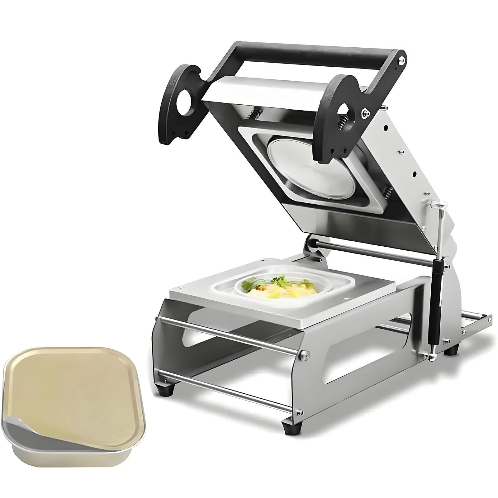 Máquina selladora manual de alimentos, máquina de embalaje semiautomática para sándwiches, pasteles y Bento, 180 mm de ancho de película, 7-8 sellos/minuto, fácil de usar