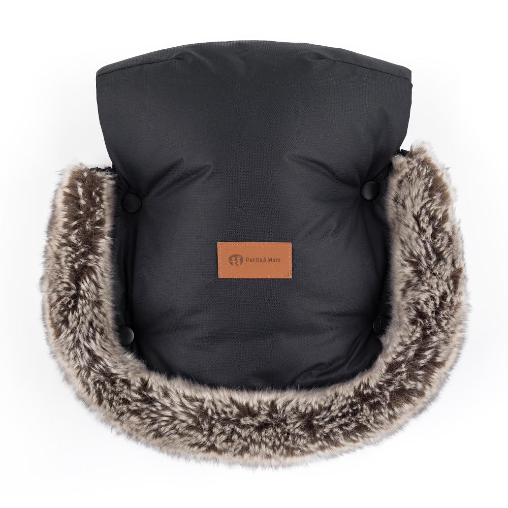 Petite&Mars Sacco nanna per passeggino Fusak 4v1 Arctic * Sacco nanna invernale per passeggino, passeggino e seggiolino auto * Warrm * Impermeabile * Antivento, Set Forever Black, 78/110x48cm,