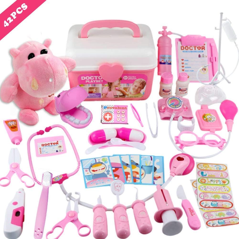 MorTime 42 Pcs Examine & Treat Pet Vet Play Set, Children's