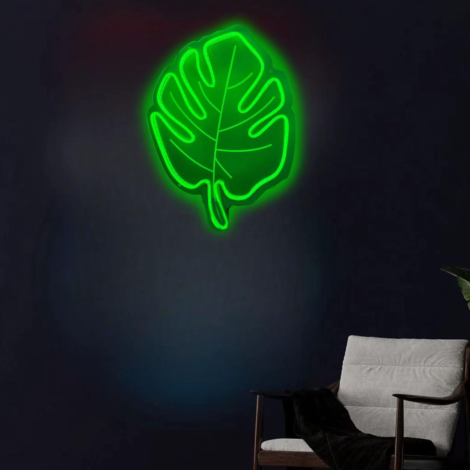 Green Leaf Neon Sign,Light Up Signs for Wall Decor,LED Night Light for Room Decor Camping Bar Birthday Party Wedding,14 * 10 in — image 1