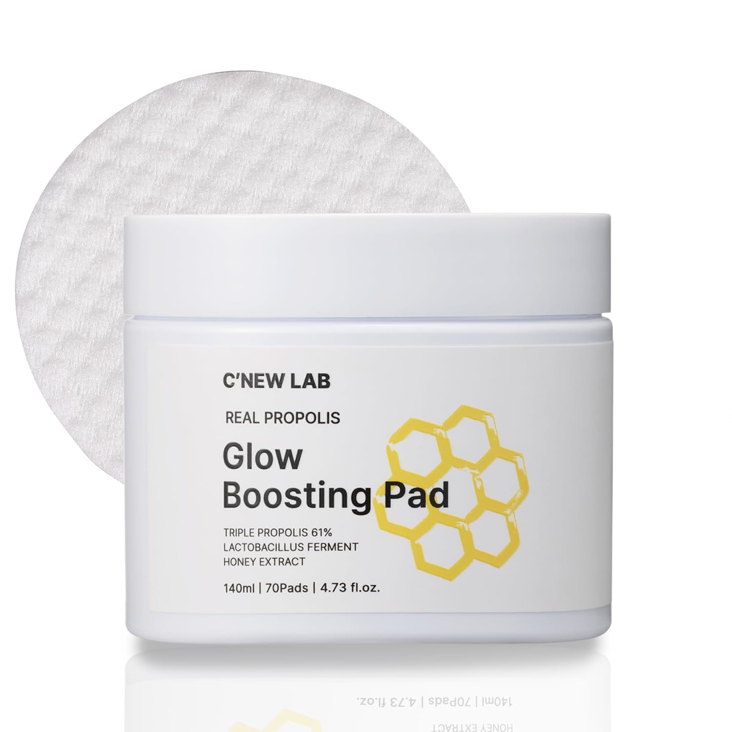 C’NEW LAB Real Propolis Glow Boosting Pad (70 pads) | Deep Nourishing Facial Pads for Radiant Skin | Triple Propolis Extract, PHA, Honey Complex, Korean Skin Care