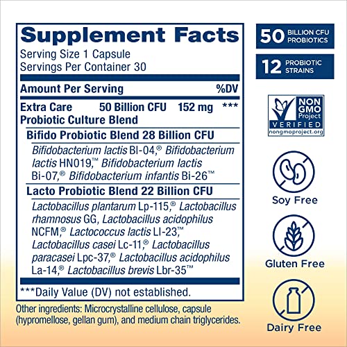 Renew Life Adult Probiotics, 50 Billion Cfu Guaranteed, Probiotic Supplement For Digestive & Immune Health, Shelf Stable, Gluten Dairy & Soy Free, 30 Capsules #TOP1