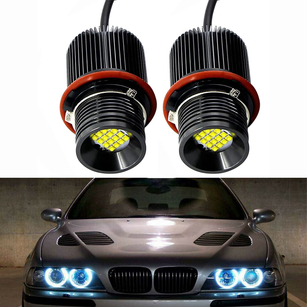Baceyong Lot de 2 ampoules LED Angel Eye Halo Ring avec inverseurs compatible avec BMW E39 E53 E60 E61 E63 E64 E65 E66 E87 525i 530i xi 545i M5
