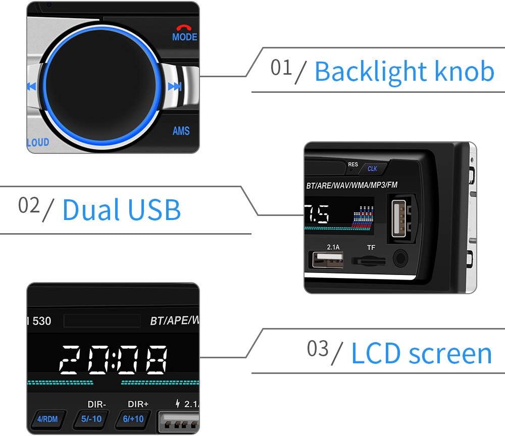 SWM-530 Car Stereo Player phone charging
