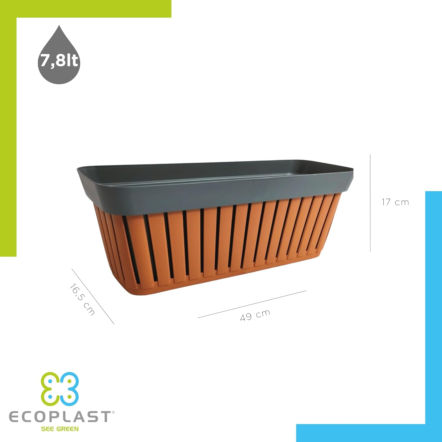 Balcony Crete 50 cm, Exterior Made of Plastic, Balcony Box, White, 40 cm