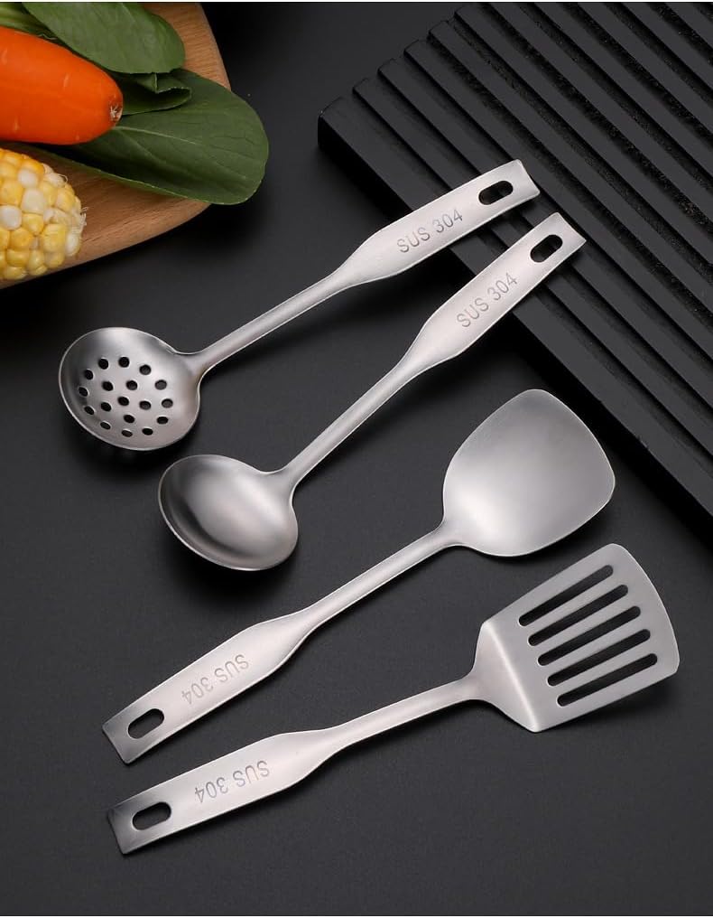 Silverware Flatware Set, 4/16/24/32/40/48 Pieces Household Cooking Kitchenware Set Mini Spatula 4-piece Set 304 Stainless Steel Hot Pot Colander Soup Spoon (Color : Silver, Size : 6Set-24