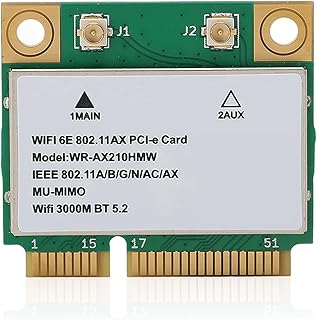 AX210HMW WiFi 6E Wireless Card Tri-Band 802.11 A/B/G/N/AC/AX Half Mini PCI-E WiFi Card Network Adapter BT5.2, for PC, Laptops, Only for WIN10 (64bit)
