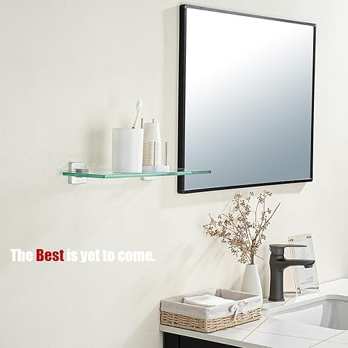 Miniatura 4 de JQK TGS201L16-BN - Estante de vidrio templado flotante para ducha de 16 x 5 pulgadas, acero inoxidable 304 con acabado cepillado