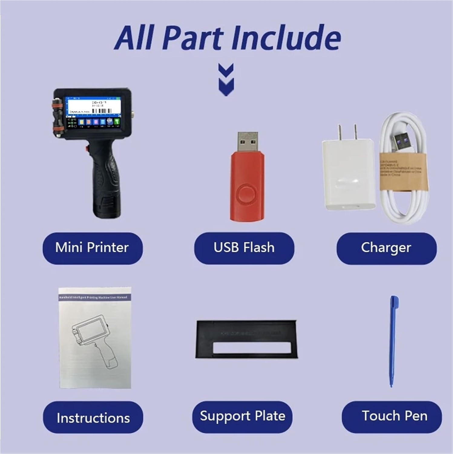 0.5/1 inch 600DPI Portable Handheld Inkjet Printer for Text QR Barcode Batch Number Logo(25.4mm with 1 Ink,JP)
