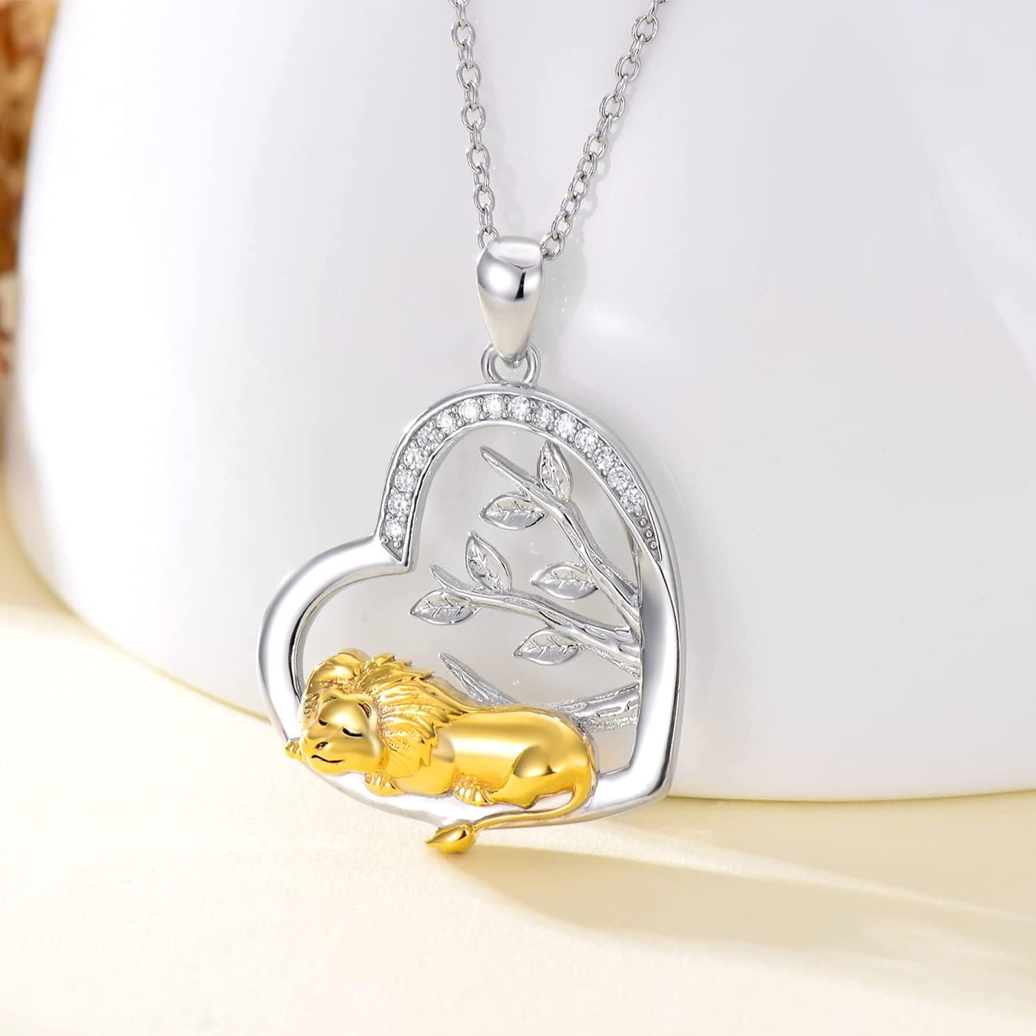 LONAGO Animal with Tree of Life Necklace 925 Sterling Silver Cute Tiger Lion Pendant Necklace Jewelry for Women - Image 6