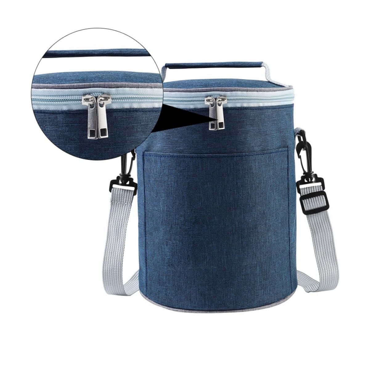 Sacoche Repas Ronde Oxford Poche Alimentaire Isolante pour Déjeuner Chaud et Froid pour Camping et Voyage