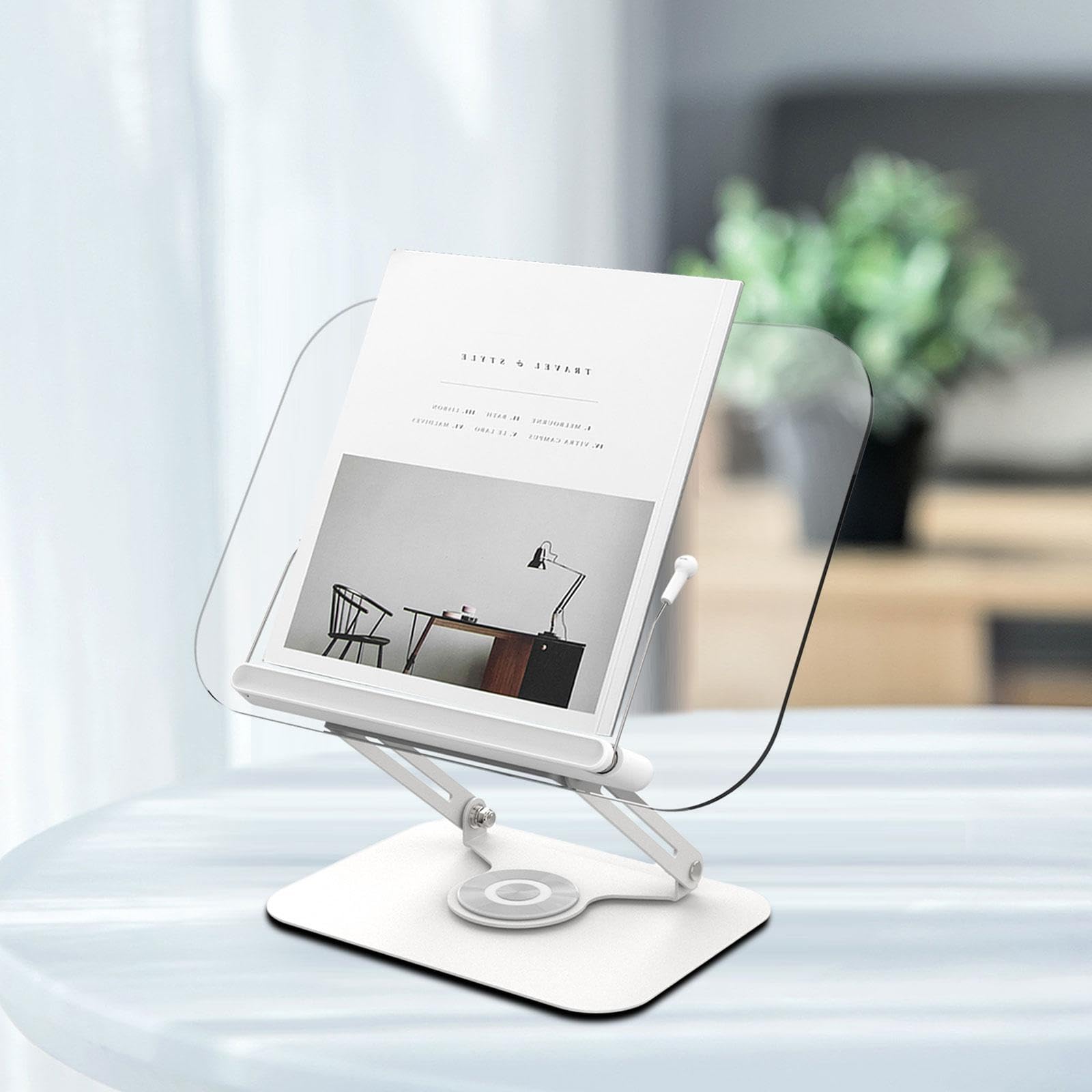 Support de Livre Support de Lecture Support Livre Réglable Support Livre de Bureau Support Transparent en Acrylique Léger Adapté au Bureau Maison, Rotatif